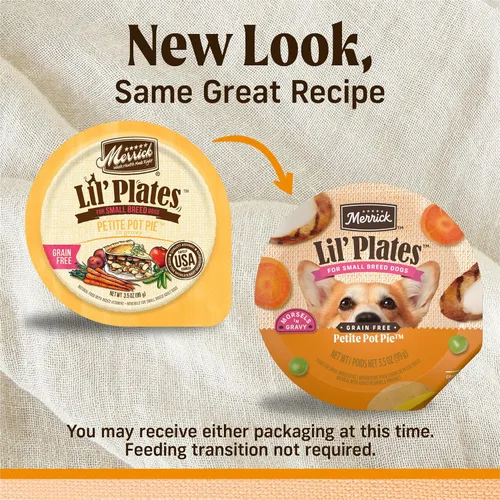 Miniatura 2 de Merrick Lil' Plates - Alimento húmedo sin cereales para perros pequeños, receta Petite Pot Pie, 12 envases de 3.5 onzas