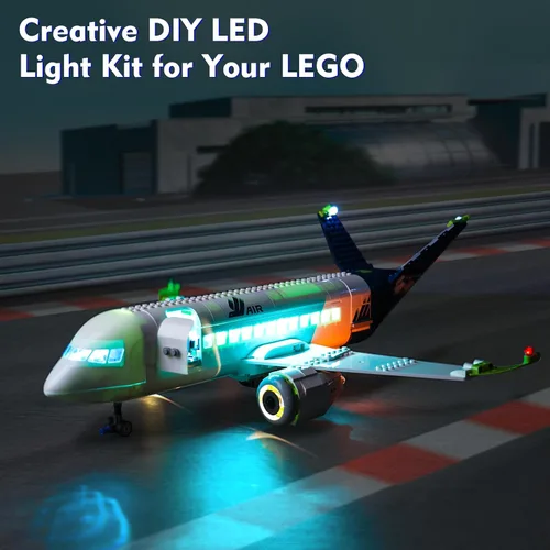 Miniatura 6 de LocoLee Kit de luz LED compatible con LEGO Passenger Airplane 60367, accesorios de iluminación creativa de bricolaje compatibles con LEGO 60367