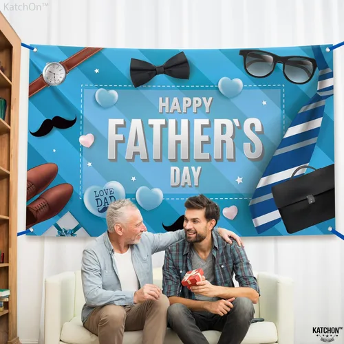 Miniatura 4 de KatchOn, Pancarta extragrande para el día del padre, 72 x 44 pulgadas, pancartas azules del día del padre, decoraciones del día del padre, Negro