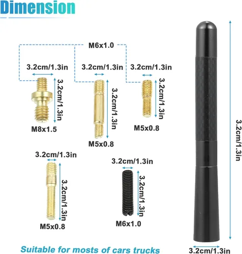 Miniatura 4 de X AUTOHAUX 1 Unidades 4.7 in 4.7 Pulgadas Universal Coche AM FM Radio Señal Antena Mástil para Jeep para Dodge para Ram para Ford para Toyota Fibra