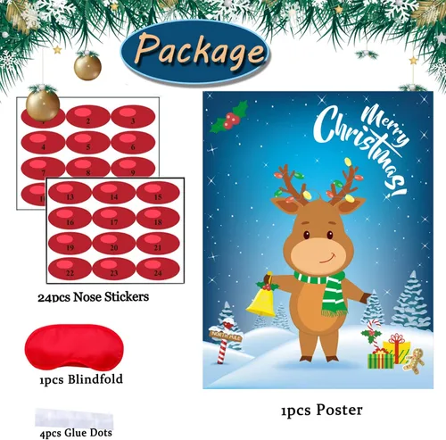 Miniatura 3 de Funnlot Juegos de fiesta de Navidad para niños Pin The Nose On The Deer Juegos de Navidad para fiestas de Navidad para familias Pin The Nose On The