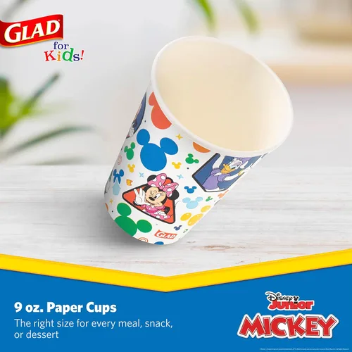 Miniatura 2 de Glad para Niños Vasos de Papel Desechables de Mickey y sus Amigos de Disney - Extra Resistentes, A Prueba de Remojo, Vasos de Papel Aptos para Niños