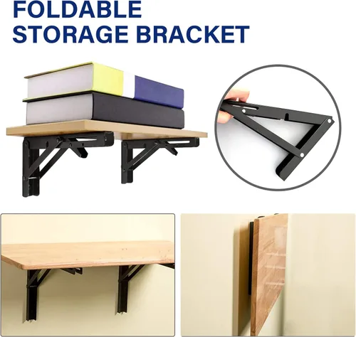 Miniatura 6 de Bisagra de Mesa Plegable de 20 Pulgadas, 2 Piezas Soportes de Estante Plegables para Estante Plegable, Soportes de Mesa Plegable de Montaje en Pared
