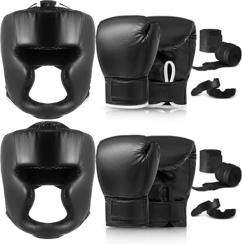 Kanayu Juego de 14 piezas de guantes de boxeo de 16 onzas, casco para la cabeza, envolturas de mano, protectores bucales, equipo de Navidad para