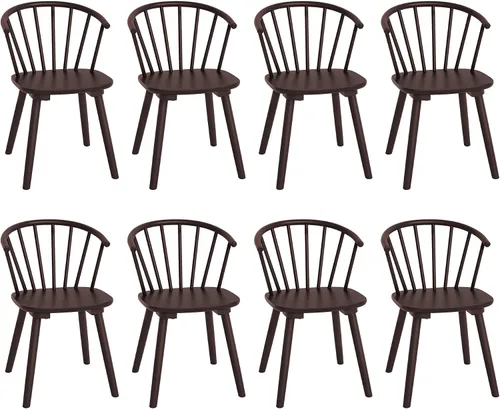 Miniatura 13 de LUE BONA Juego de 4 Sillas de Comedor Negras, Sillas de Comedor de Madera Estilo Granja con Respaldo Semicircular, Silla de Comedor de Husillo