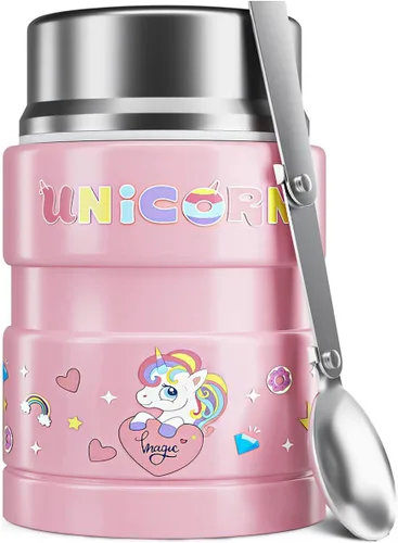 Miniatura 15 de Charcy Termo de 17oz para alimentos calientes, contenedor de comida aislado para almuerzo con cuchara plegable QB - Negro