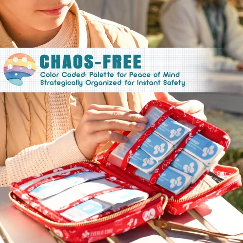 Miniatura 3 de EVERLIT Care Rescue Pack Kit de primeros auxilios para la familia para niños con 200 piezas de suministros médicos Bolsa de almacenamiento