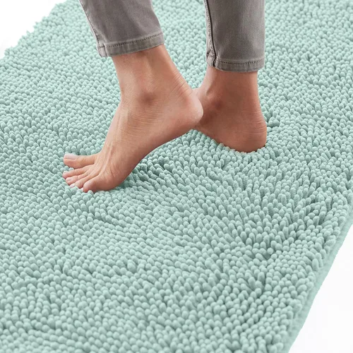 Miniatura 56 de Gorilla Grip - Tapete de baño afelpado, absorbente, peludo, de felpilla, para base de inodoro cuadrada, reverso de goma, suave, de microfibra, claro