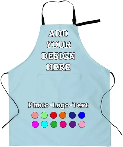 Miniatura 42 de Delantal personalizado para adultos, delantales personalizados con bolsillos, añade tu logotipo y foto, delantal impermeable ajustable personalizado