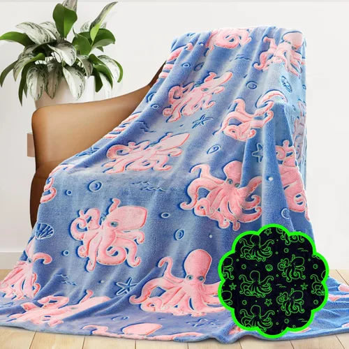 Miniatura 12 de GEULAY Axolotl - Manta de tamaño individual para cama y sofá, manta de ajolote que brilla en la oscuridad, regalos para niñas, manta de forro polar