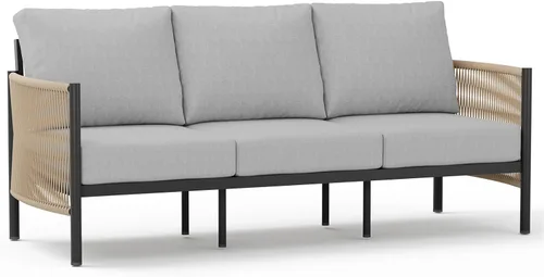 Miniatura 8 de Juego de muebles de aluminio para patio al aire libre con mesa de centro de doble capa, juegos de conversación de patio modernos de 4 piezas