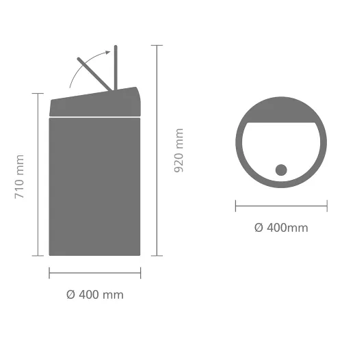 Miniatura 6 de Brabantia Bote de basura grande de 16 galones (beige suave) tapa extraíble, cubo de basura abierto suave al tacto