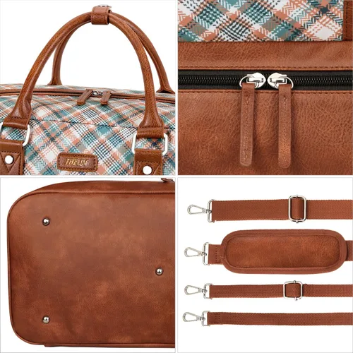 Miniatura 95 de IBFUN Bolsas de fin de semana para mujer, bolsa grande de lona para viaje, bolsa de viaje con compartimento para zapatos, 21 pulgadas, juego de 3