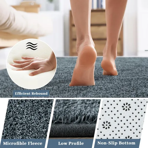 Miniatura 7 de Alfombra suave de pasillo de 2 x 6 pies para pasillos, alfombras pequeñas de cabecera de espuma viscoelástica gruesa para dormitorio, sala de estar