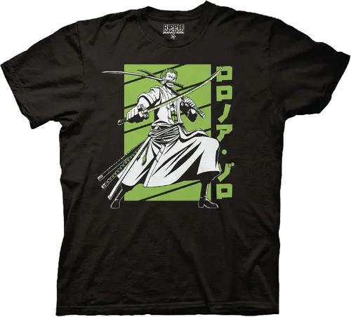 Ripple Junction Camisa de anime Zoro de una pieza, camiseta gráfica de manga corta para hombres y mujeres con licencia oficial, forro polar verde