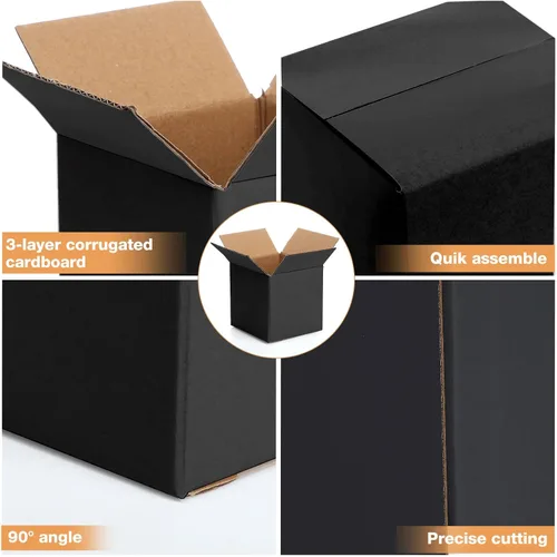 Miniatura 4 de Yeaqee 72 cajas de envío de cartón corrugado de 4 x 4 x 4 pulgadas, cajas de envío pequeñas para embalaje, envío, mudanza, pequeñas empresas, Negro