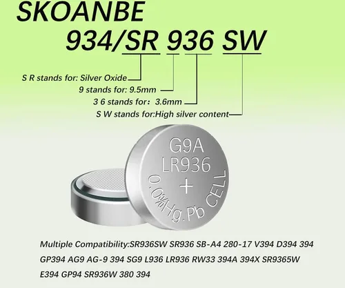 Miniatura 2 de SKOANBE SR936SW 394 AG9 1.5V botón de la moneda de la batería del reloj (10 unidades)