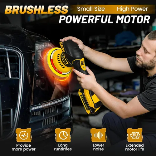 Miniatura 5 de Kit de pulidora de búfer de coche inalámbrica con baterías recargables de 21V 2 X 2.0Ah, kit de cera de búfer de coche de 6 pulgadas, pulidora
