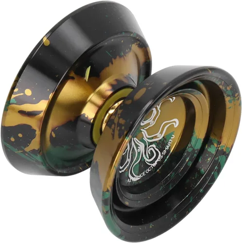 Miniatura 4 de YoYo - Bola de aleación de aluminio que no responde con guante, 3 cuerdas para adultos y niños (negro dorado) Yoyo Yo