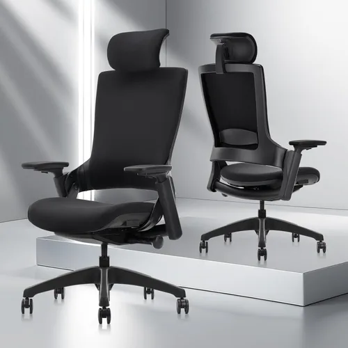 Miniatura 2 de CLATINA Silla de oficina ergonómica de tela con profundidad ajustable, altura del asiento, cabeza 2D, reposabrazos 3D y soporte lumbar, silla