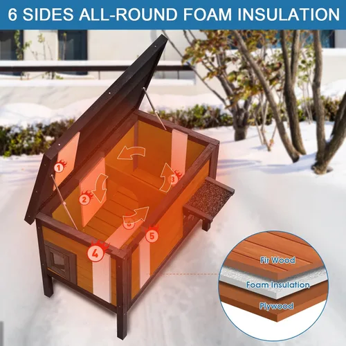 Miniatura 3 de FunXplore Casa para Gatos Exterior Aislada Refugio para Gatos Ferales Resistente a la Intemperie para Invierno con Puerta de Escape de Espuma