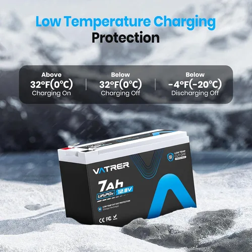 Miniatura 5 de VATRER POWER 12V 7Ah Batería LiFePO4, BMS de 7A integrado, batería de litio recargable de ciclo profundo de más de 5000 ciclos, batería de fosfato