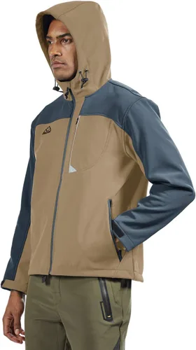 Miniatura 4 de TBMPOY Chaqueta Softshell con capucha para hombre, impermeable, resistente al viento, esquí, senderismo, ropa exterior con forro polar