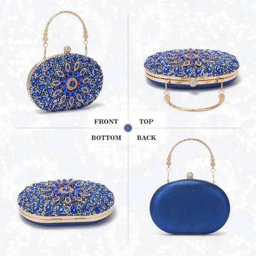 Miniatura 2 de Bolso de mano de noche con diamantes de imitación para mujer, bolsa de mano con diamantes brillantes y brillantes, bolsa de fiesta de boda de cristal