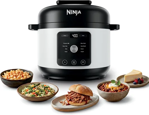 Ninja HyperHeat PC201WH - Olla eléctrica a presión 9 en 1 | Olla múltiple de 6.5 cuartos de galón con salteado/salteado, olla de arroz, olla de