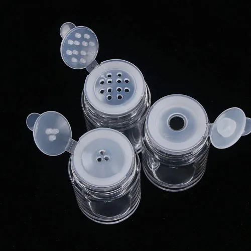 Miniatura 9 de RAYNAG 6 botellas vacías de polvo suelto para viajes, cosméticos con purpurina en polvo, para sombra de ojos, botella agitadora con tamiz y tapas