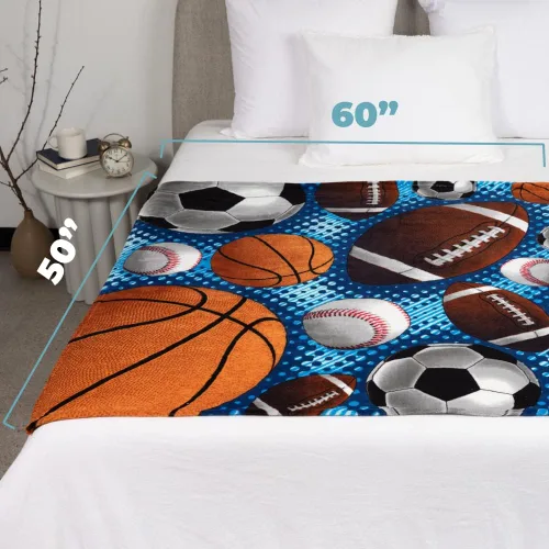 Miniatura 3 de Dawhud Direct Manta de forro polar deportivo para cama, 50x60 pulgadas, manta de forro polar para aficionados al deporte para adultos y niños - II
