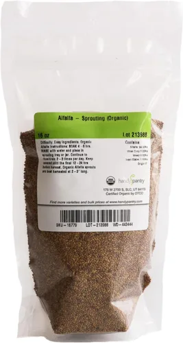 Semilla de brote de alfalfa orgánico certificado – marca Handy Pantry – semillas de alta germinación comestibles - jardinería, cultivos