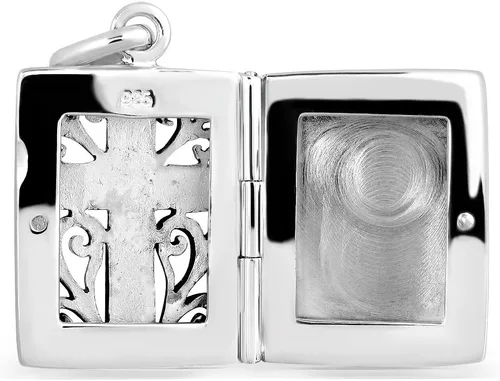 Miniatura 4 de WithLoveSilver - Colgante de plata de ley 925 con recorte antiguo, caja de oración, Plata esterlina