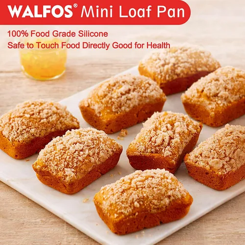 Miniatura 8 de Walfos Mini molde de silicona para pan, molde mini antiadherente para pan, molde de silicona para hornear pan de 9 cavidades, perfecto para mini