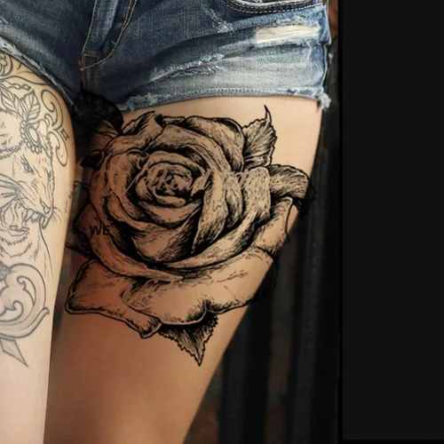Miniatura 2 de Pegar en flores rosas flora flores adulto tatuaje temporal transferencia femenino cuerpo arte transferencias mujeres realista impermeable flora