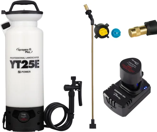 Sprayers Plus YT25E Pulverizador de Césped y Jardín a Batería, Pulverizador Portátil Recargable de 2 Galones con Litio-ion de 12V, Vara y Boquilla