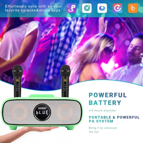 Miniatura 3 de Máquina de karaoke para adultos y niños, máquina de karaoke portátil Bluetooth con soporte para teléfono celular, sistema de altavoces PA con 2