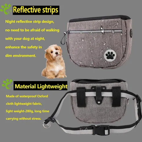 Miniatura 9 de Bolsa grande de 7 tazas para golosinas para perros con clicker, bolsas para entrenamiento de mascotas, bolsa de cierre automático cruzado