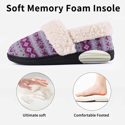Miniatura 4 de Evshine Pantuflas mullidas de espuma viscoelástica con parte trasera cerrada para mujer, con forro polar, para interiores y exteriores