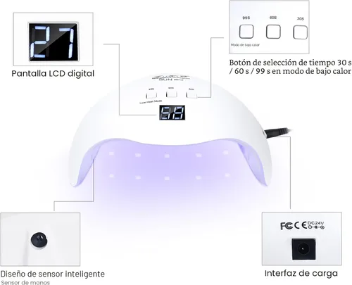 Miniatura 4 de Lámpara de uñas de gel UV LED, secador de uñas LKE de 40 W, luz LED con 3 temporizadores, profesional para accesorios de herramientas de arte
