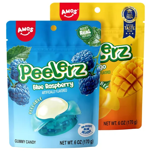 Miniatura 19 de AMOS Peelerz - Paquete variado de 4 gomitas pelables, 3.00 oz cada uno (total de 4.94 oz), mango, uva, plátano, melocotón, gomitas suaves de frutas