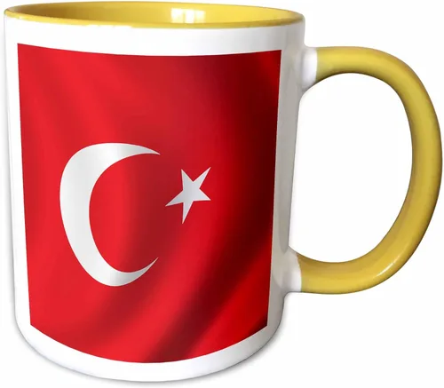 Miniatura 11 de 3dRose (mug_155075_4) Bandera de la bandera de Turquía país nacional turco ondeando media luna - Taza negra de dos tonos, 11 oz Negro