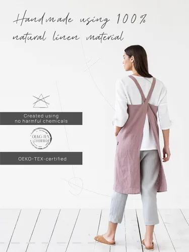 Miniatura 4 de MagicLinen 100% Linen Apron - Japanese Cross Back Apron with Pockets for Women and Men - Pinafore