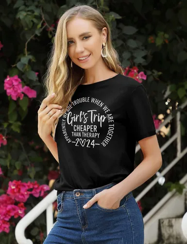 Miniatura 3 de Camiseta de manga corta con estampado de letras divertidas para niñas 2024