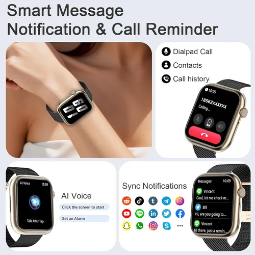 Miniatura 2 de Relojes Inteligentes para Hombres y Mujeres (Contestar/Hacer Llamadas), Reloj de Fitness con Batería de 7 Días con Monitor de SpO2/FC/Sueño/PA, Más