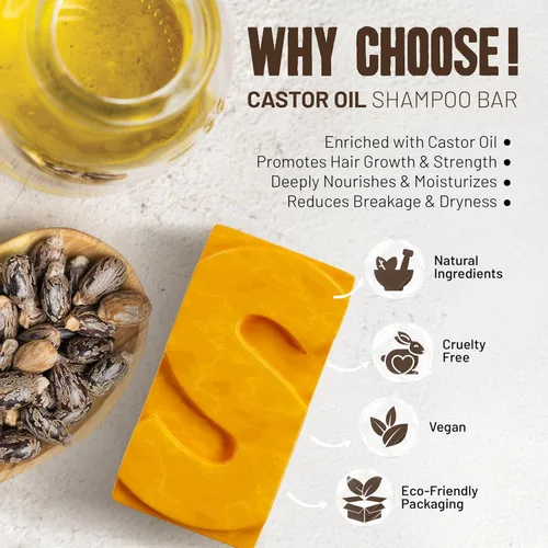 Miniatura 3 de Herbishh Barra de champú de aceite de ricino + barra de acondicionador de aceite de coco, juego nutritivo de cuidado del cabello sólido para cabello