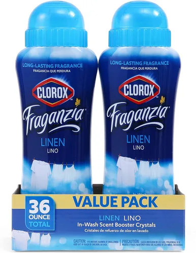 Clorox Fraganzia - Cristales potenciadores de aroma para lavandería en aroma a lino - Perlas perfumadas para lavado para ropa y sábanas frescas,
