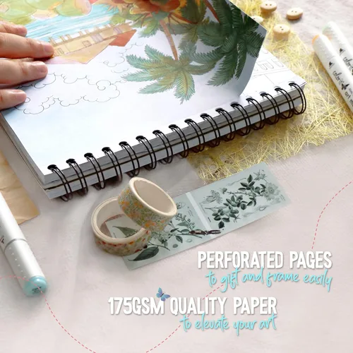 Miniatura 5 de ColorIt Lost in Translation - Libro para colorear con espiral para adultos, 50 diseños de una sola cara de destinos y atracciones de viaje únicos