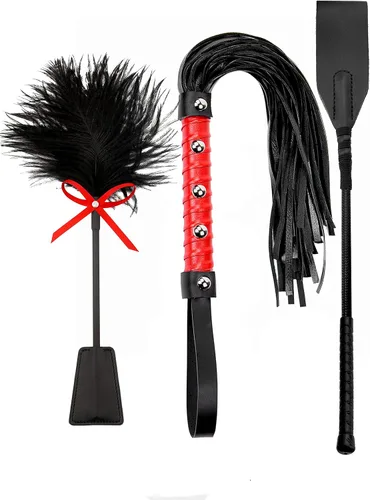 Miniatura 12 de Black Sex Whip Adult Crop 18 "BDSM Látigo Set Bondage Flogger Kit Crop Sex Set Adulto Crop Paddle Spanking BDSM Set Spanking Paddle Adultos Flogger