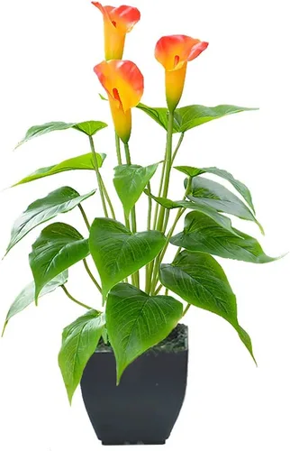 Beebel Plantas artificiales de lirio de cala, planta pequeña en maceta con maceta negra, flor bonsái falsa para el hogar, la oficina, decoración de